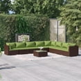 thumbnail image 1 of vidaXL 9 Piece Garden Lounge Set with Cushions Poly Rattan Brown, 1 of 5