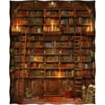 thumbnail image 3 of Vintage Bookshelf Blanket Gifts for Women Men Kids Girls Boys Husband Dad Halloween Birthday Christmas Library Books Bookcase Candle Decor Bedroom Study Classroom Living Room Throw 60"x80", 3 of 9