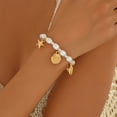 thumbnail image 2 of Gold Shell Starfish Charm Bracelet for Women Handmade Boho Seashell Scallop Pearl Strand Adjustable Chain Summer Beach Ocean Style Bracelets Fashion Statement Friendship Jewelry Vcation Accessories, 2 of 6