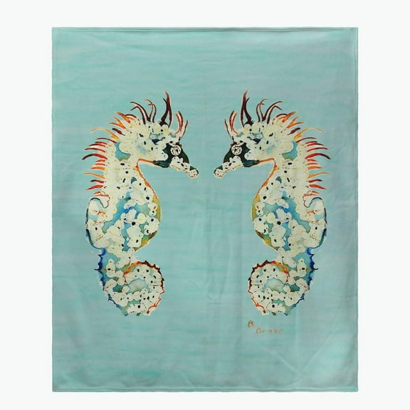 Betsy Drake Interiors Aqua Betsy's Seahorses Throw