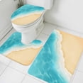 thumbnail image 3 of Aqua Blue Beach Bath Mat 3 Piece Bathroom Rug Set, Summer Seaside Ombre Non Slip Bath Rug Contour Mat and Toilet Lid Cover, Absorbent Shower Mats Soft Bath Rugs and Mats Sets, 3 of 8