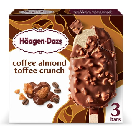 Haagen Dazs Coffee Almond Toffee Crunch Ice Cream Snack Bars, Gluten Free, Kosher, 3 Ct