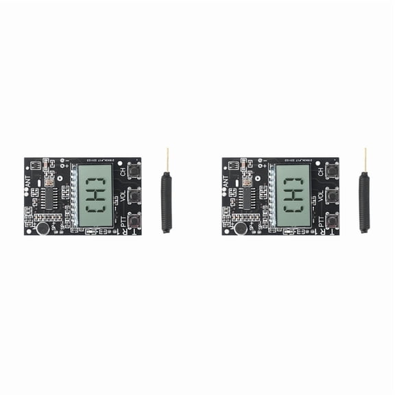 2X FM Walkie Talkie Circuit Board Transceiver Module FM Transmitter Receiver Module 7 Frequency 27-480MHz DC3.3-6V,2 x Walkie-talkie module 2 x Antenna,Black