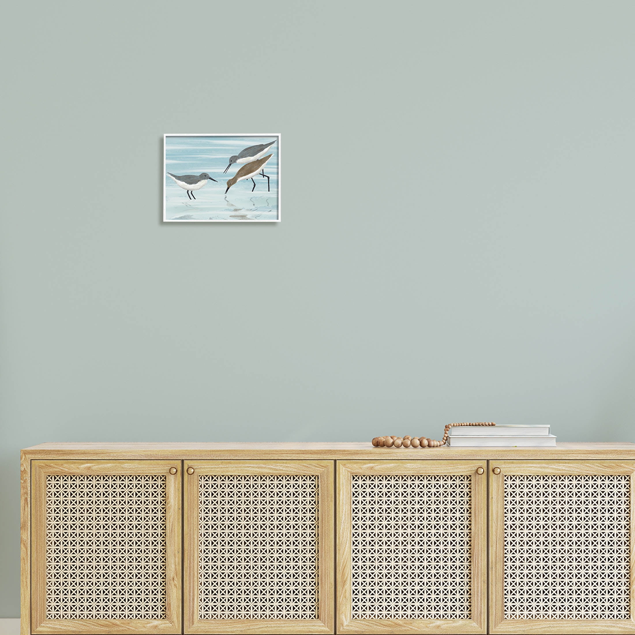 Stupell Industries Sandpipers Grazing Shallow Beach Water Graphic Art White Framed Art Print Wall Art, Design by Marcus Prime