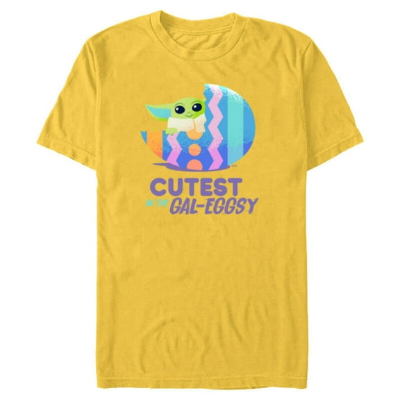 Star Wars The Mandalorian Grogu Easter Cutest in Gal-Eggsy - Short Sleeve Blended T-Shirt for Adults - Customized-Yellow