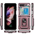thumbnail image 2 of For Samsung Galaxy Z Flip 5 Hybrid Dual Layer with 360 Degree Rotatable Ring Stand Holder Fit Magnetic Car Mount Cover ,Xpm Phone Case [ Rose Gold ], 2 of 5