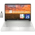 thumbnail image 1 of HP 15.6" FHD Everyday Laptop, Intel Core i5-1135G7, 64GB RAM, 2TB PCIe SSD, Intel Iris Xe Graphics, Wi-Fi 6, Ture Vision HD Camera, Full-Size Keyboard, Windows 11 Home, Silver, 32GB USB Card, 1 of 9