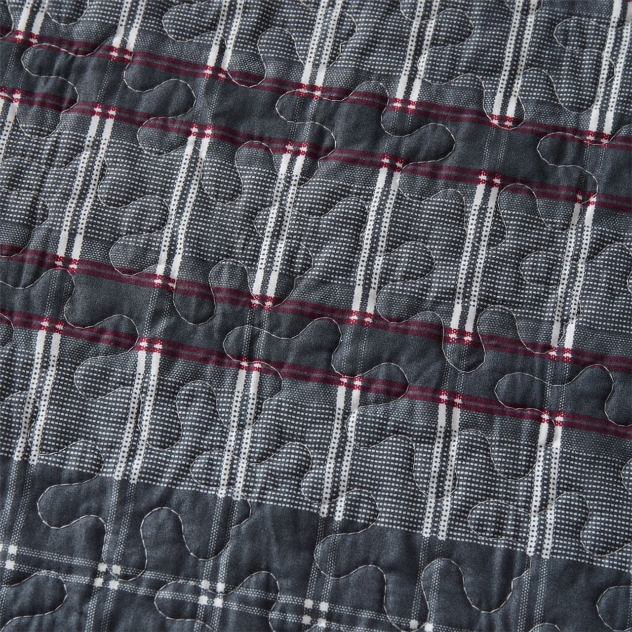 Legacy Decor 3 Pcs Quilt Reversible Bedspread Coverlet Red & Black Patchwork Design Ultra Soft Microfiber Oversized Queen 100"W x 106"L, All Ages.