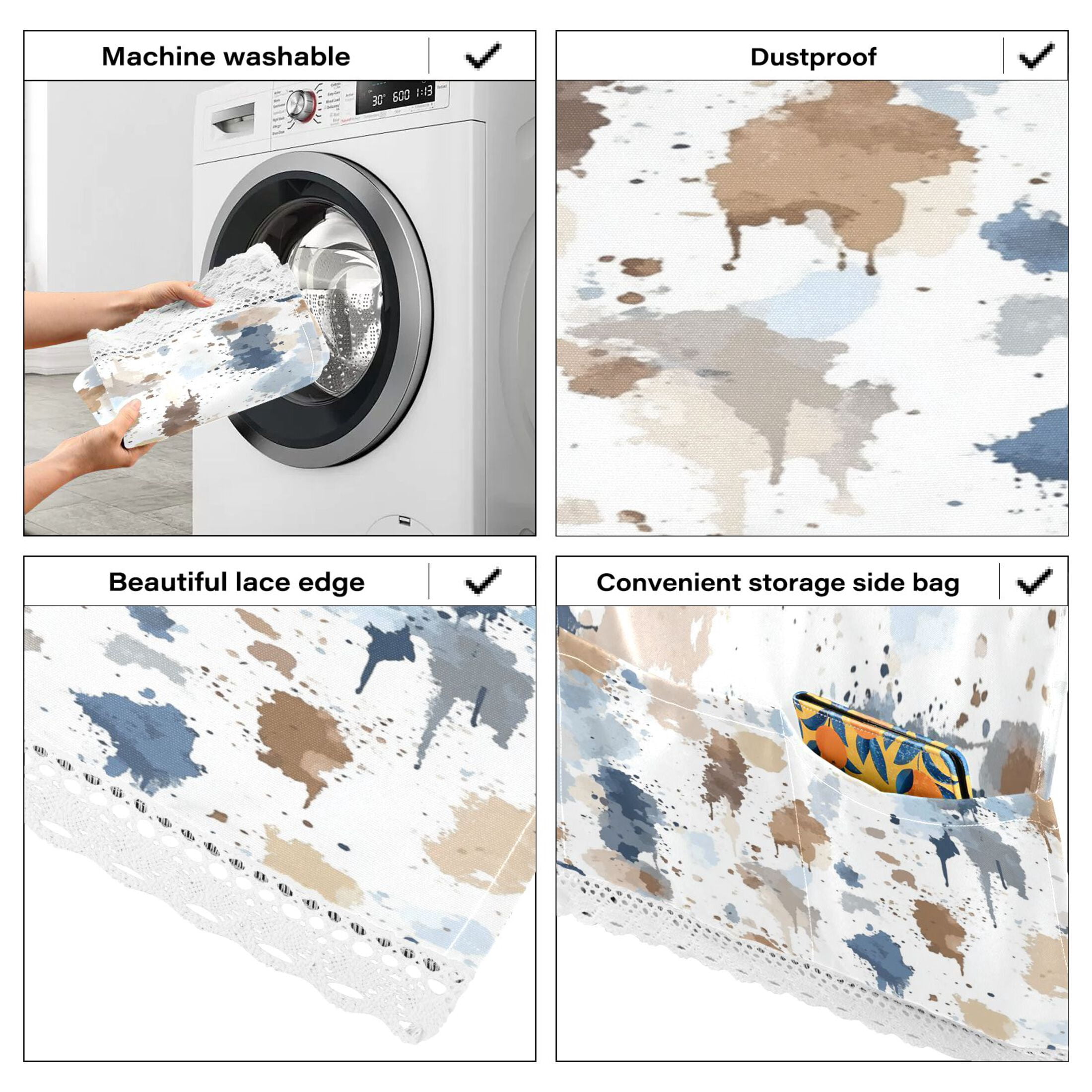 Sprinkle WatercolorWasher and Dryer Covers Dust-Proof and Oil Resistant Fridge Cover with 4 Storage Pockets Washing Machine Top Cover for Laundry Kitchen Home 51.2 x 22 In