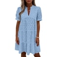 thumbnail image 6 of Plus Size Maxi Dresses for Womens 2026 Summer Fashion Solid Short Sleeve V-Neck Lace Lightweight Maxi Wedding Guest Dresses, 6 of 8