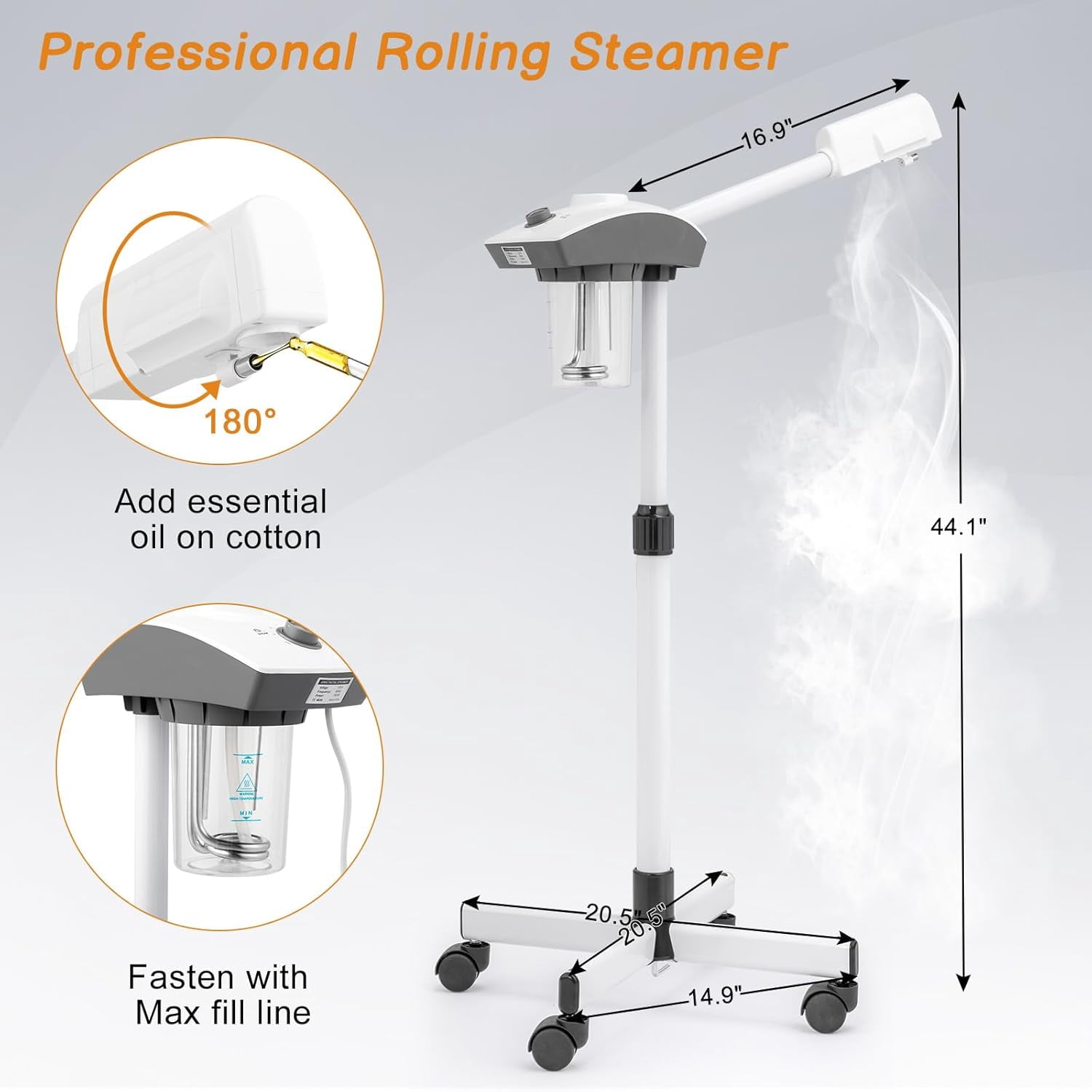 Ktaxon Facial Steamer Machine with 180° Rotating Spray, Auto Shut-off, White