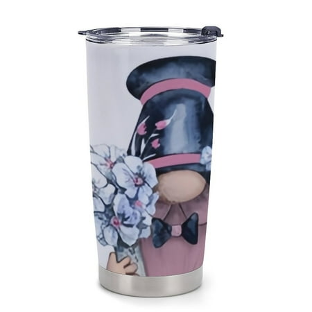 

ANYWAY.GO Thermal Insulation Coffee Travel Mug with Lid Spill Proof Watercolor Hydrangea Gnome Valentine Heart Portable Thermal Thermal Cup for Car 20oz