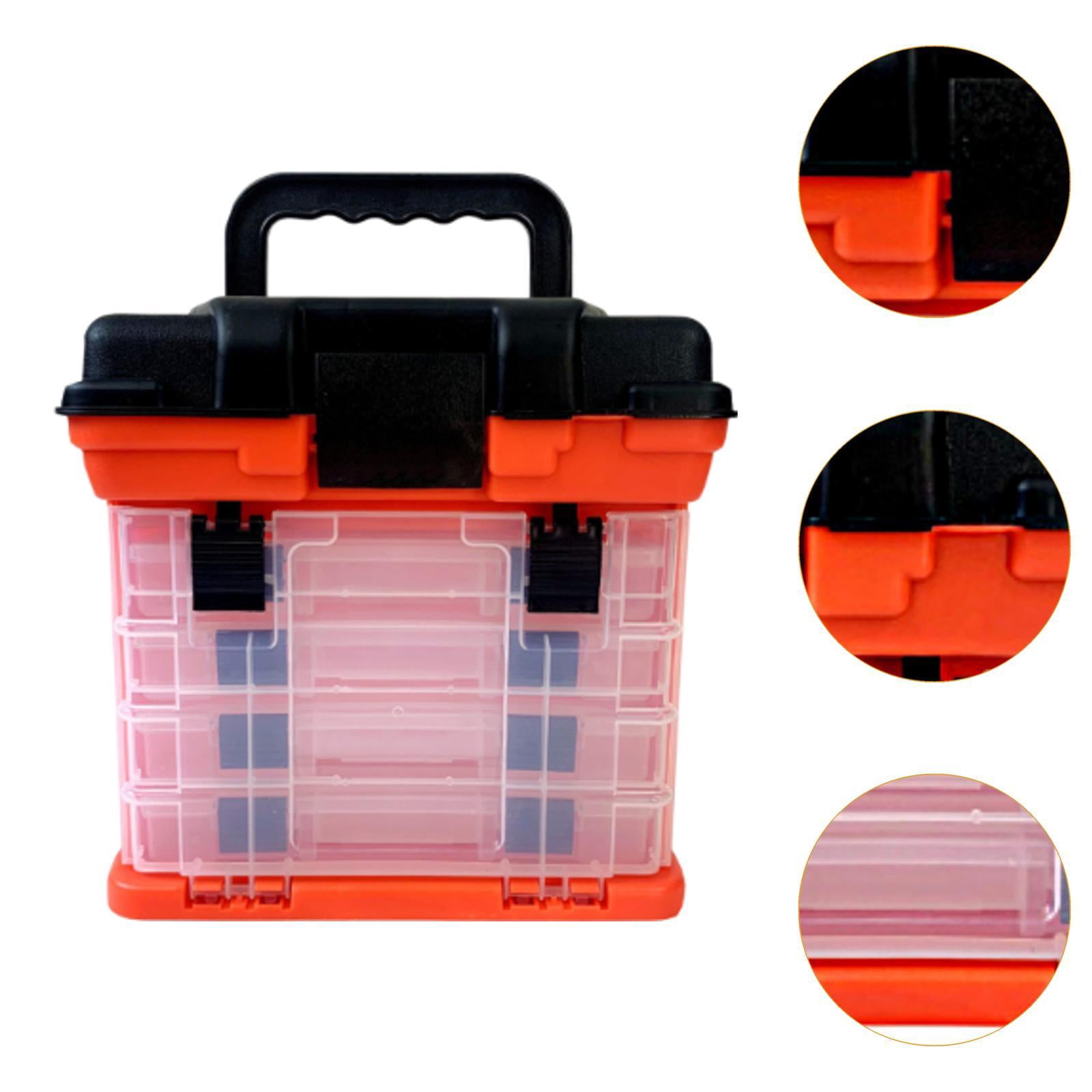 Wswqop Fishing Tackle Box Baits Case Large Capacity Portable Sturdy 4 Layer Tackle Tray Red