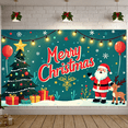 thumbnail image 5 of Christmas Tree Christmas Banner Santa Claus Xmas Display Reindeer Red Balloons Holiday Backdrop for Christmas Party Indoor Celebration Photo Shoot, 5 of 9