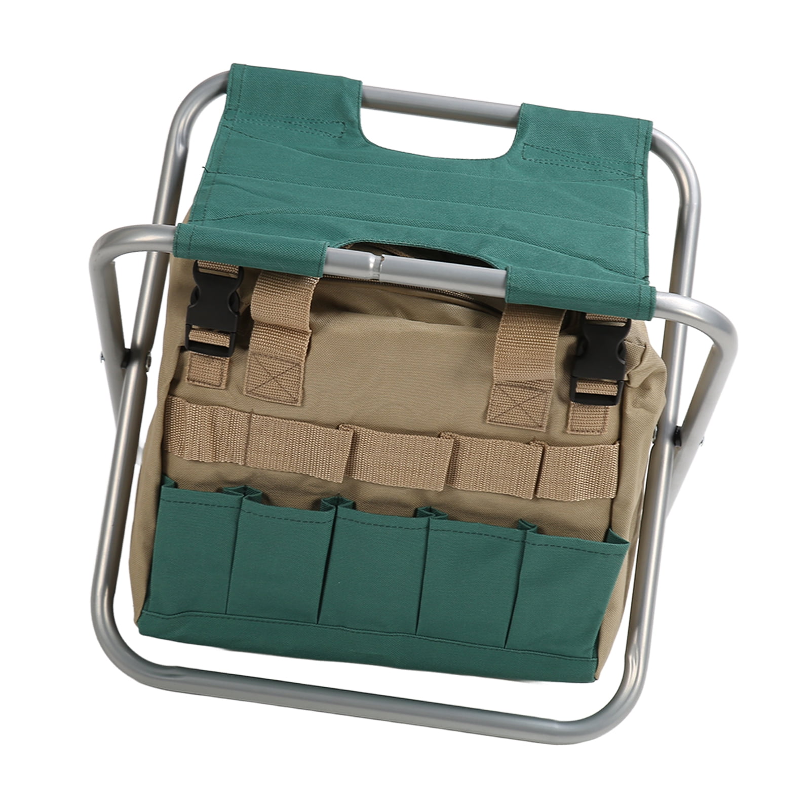 Heavy Duty Folding Stool Bag Multifunctional Gardening Folding Toolkit  Stool for Gardeners Silver