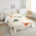 thumbnail image 3 of Cute Dinosaur Comforter Set Cartoon 3D Digital Print Bedding Set Decor Jungle Dino Comforter Animal Pattern Yellow Blue Duvet Set Bathroom Quilt Set Twin, 3 of 6