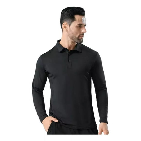 Playera Larga Moda Casual Para Hombre Color Sólido Tipo Polo
