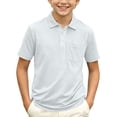 thumbnail image 2 of Boys' School Uniform Short Sleeve Polo Shirt Button Closure Moisture Wicking Performance Material, 2 of 7