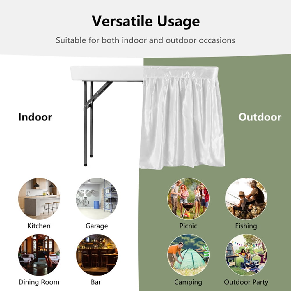 Aimee Lii 4 Feet Plastic Party Ice Folding Table with Matching Skirt, Picnic Camping Table for Adults Aimee Lii 4 Feet Plastic Party Ice Folding Table with Matching Skirt, Picnic Camping Table for Adults