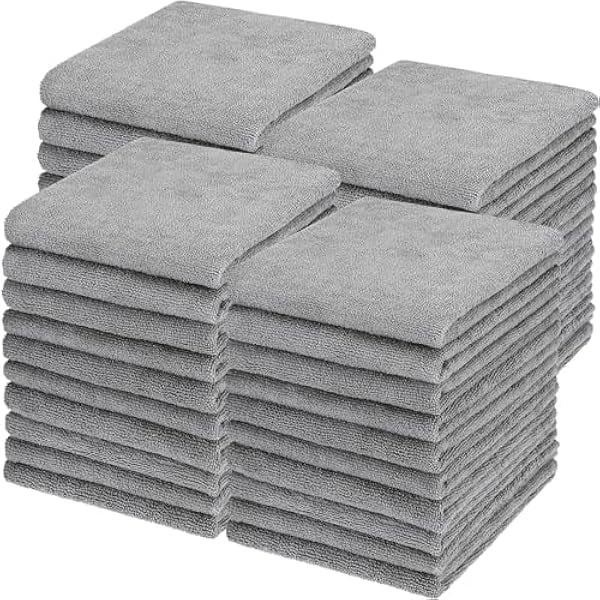 wonima11 48 Pack Bleach Proof Towels 16x 26inch Microfiber Absorbent Hair Towels Bulk Bleach Salon Hand Drying Cloth for Gym Bath Spa Shaving Shampoo Home (Light Gray)