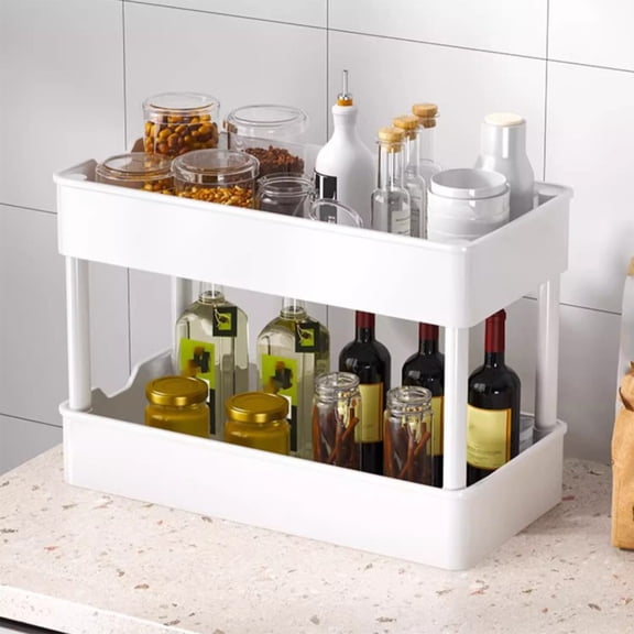 FEOLGEHLY Rolling Storage Cart, 3-Tier Organizer Mobile Shelving Unit Storage Rolling Utility Cart with Wheels for Kitchen Bathroom Laundry Room, White