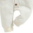 thumbnail image 6 of Busydd Baby Romper Fashion Ribbed Solid Color Short Sleeve Girls Rompers Casual Summer Lapel Button Pockets Boys Clothes 6-12 Months, 6 of 7