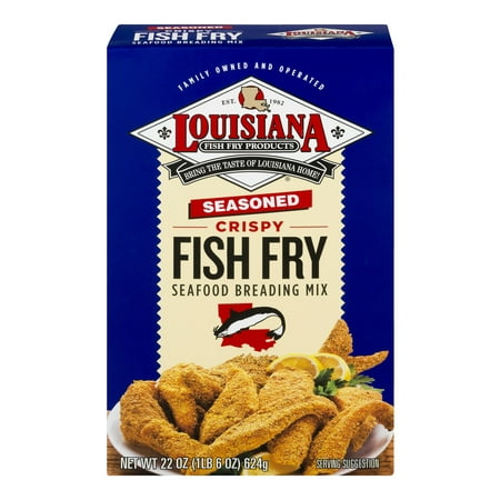 (3 Pack) Lousiana Fish Fry Products Seasoned Crispy Fish Fry Seafood Breading Mix, 22 (Best Cornmeal Fish Batter)