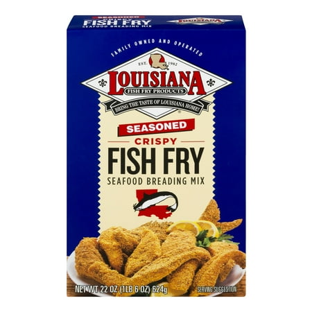 (3 Pack) Lousiana Fish Fry Products Seasoned Crispy Fish Fry Seafood Breading Mix, 22 (Best Temp To Fry Fish)