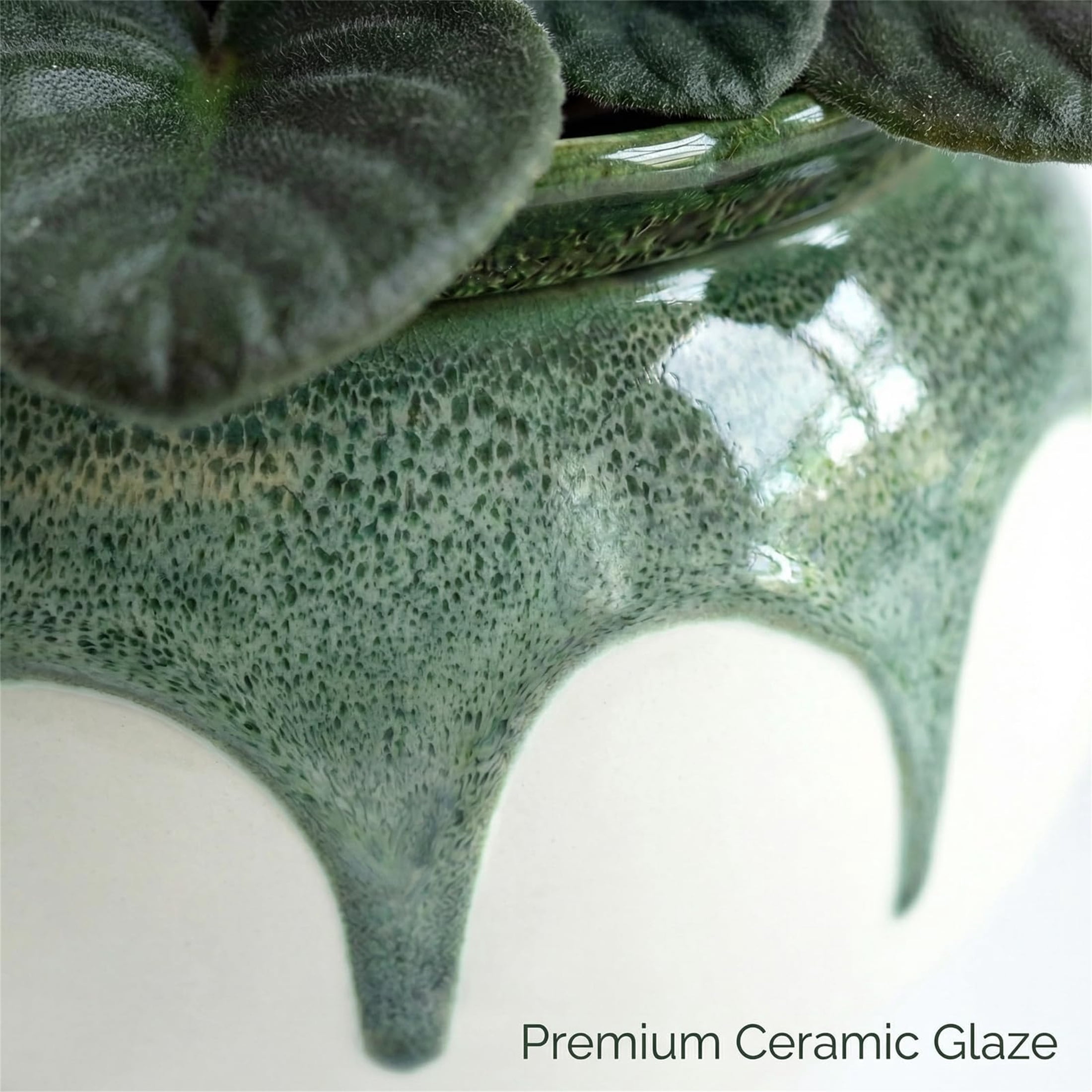 BUYMAX 6" Ceramic Self Watering Pots for Indoor Plants, African Violet Pots, Jade Green Reactive Glaze, Handcrafted Artisan Flower Pot