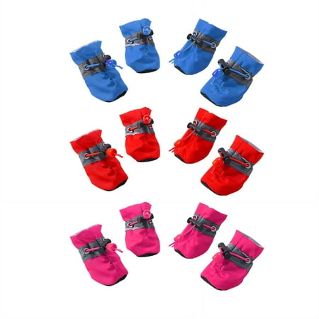 GASTROPOD 4Pcs Dog Shoes Comfortable Nylon & Cotton Material Dog Socks Anti-Slip Rubber Sole Dog Boots & Paw Protectors Reflective Strips Dog Rain Boots 4.5x3.5cm Style6