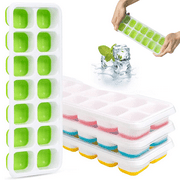 SUGARDAY Silicone Ice Cube Trays Molds with Lids for Freezer 4 Pack Mini 14 Cubes per Tray for Cocktails