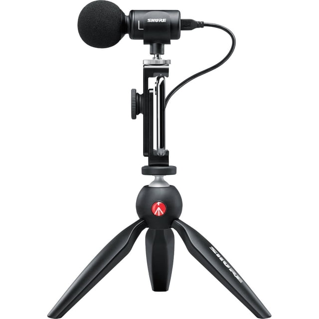 Micrófono y VideoKit MV88+VIDEOKIT Shure Tripie, Abrazadera, Cables USB-C e Iluminación Shure Incluye Bolsa de Neopreno