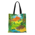 thumbnail image 1 of SIDONKU Canvas Tote Bag Colorful Cartoon Scene Wild America Platypus for the Reusable Shoulder Grocery Shopping Bags Handbag, 1 of 1