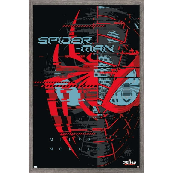 Marvel's Spider-Man: Miles Morales - Glitch Wall Poster, 22.375" x 34", Framed