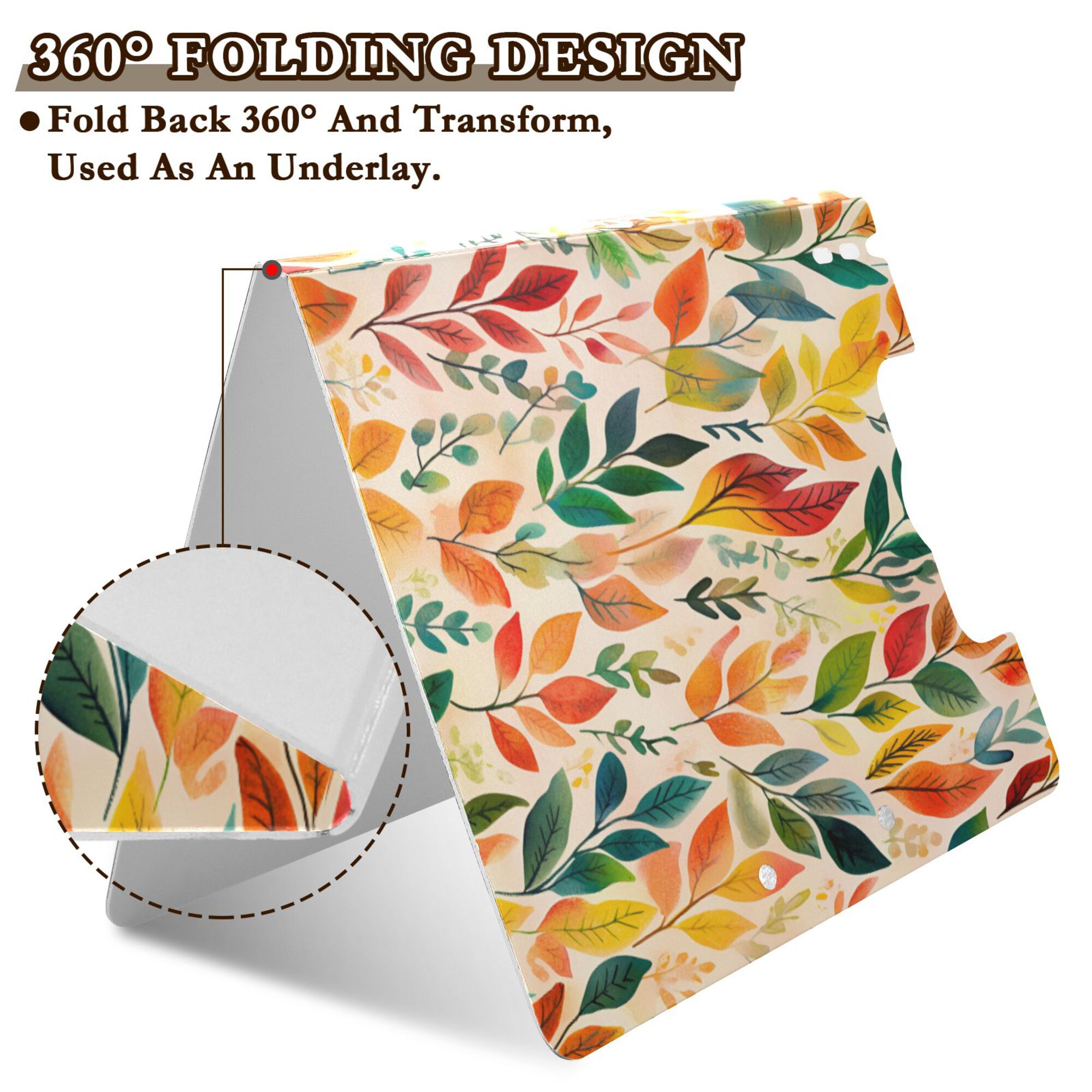FORMRS A4 Clipboard Folder with Pen Holder Horizontal Foldable School Office Binder, Orange Leaves
