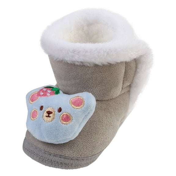 Ketyyh-chn99 Baby Booties Fall Shoes Baby Boots for Toddler Boys Girls Ankle Warm Plush Lining House Slippers Little Kids Winter Shoes for Indoor Outdoor Walking Grey,5.5