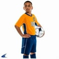 thumbnail image 2 of CHAMPRO Header Soccer Shorts, Youth Medium, Navy, Scarlet Inserts, White Trim, 2 of 2
