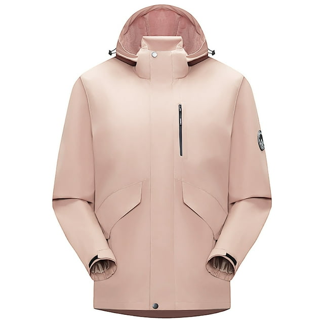 ManxiVoo Veste Imperméable à Capuche pour Femmes Multi-Poches Manteau d'Activité Extérieure Coupe-Vent Équipement de Randonnée pour Aventurières Taille P Rose