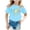 Blue, variant on Girls Short Sleeve T Shirts With Cute Fashion Print Loose Fit Lovely Tops Tees Children Casual Summer Tops Pink 12-14 Years