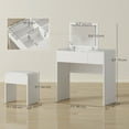 thumbnail image 3 of HOMCOM Vanity Set with Mirror and Cushioned Stool for Bedroom, 3 of 10