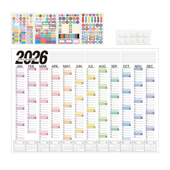 2026 Erasable Wall Calendar Yearly Planner Full Year to View Calendar Home Organiser Planner 74x52.5cm for Planning