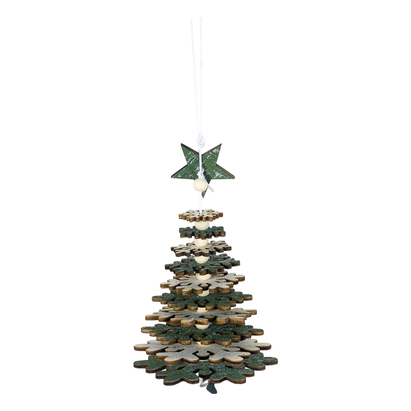 Christmas Snowflakes Wooden Pendants Ornament Xmas Tree Decor Winter Holiday New 