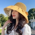 thumbnail image 3 of Women Wide Brim Breathable Fisherman Hat,Hollow Breathable Bowknot Decoration Face Protection Sunshade Hat, 3 of 7