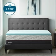 Lucid 2 Cooling Gel with Aloe Plush Memory Foam Mattress Topper, Twin-XL
