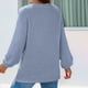 thumbnail image 5 of Blusas Tipo Suéter de Larga Informales con Cuello en V y Cuello de Gofre para Mujer Azul M, 5 of 9