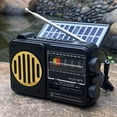 thumbnail image 3 of Radio Portátil Vintage FM, AM y SW con Carga Solar, Receptor de Radio de Emergencia, Altavoz Inalámbrico Bluetooth, Linterna., 3 of 5
