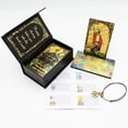 thumbnail image 3 of Nuevo juego de mesa impermeable de PVC de plástico con estampado en caliente de cartas de Tarot de lámina dorada Waite de oro negro, venta al por mayor, 3 of 5