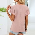 thumbnail image 5 of Olyvenn Short Sleeve V-Neck Blouses Women Casual Fashion Solid Color Soft Comfortable Elegant Tops Daily Wear Summer Outfit Pink XXL, 5 of 8