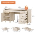 thumbnail image 3 of WAMPAT Home Office Furniture Set, 58" Executive Desk with Charging Station and Cabinet, 3-Column 71" Tall Bookcase with Doors and Adjustable Shelves for Living Room,Natural Oak, 3 of 10
