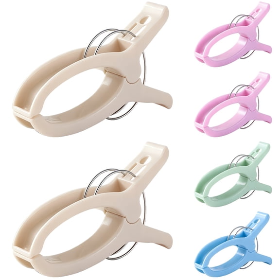 6 Pcs Large Clothespins, 9.8 in / 25 cm Plastic Clothespins with Wide Opening, Windproof Blanket Clips and Clothes Drying Clips for Quilts, Beach Towels, Bulky Comforters, Mixed Colors